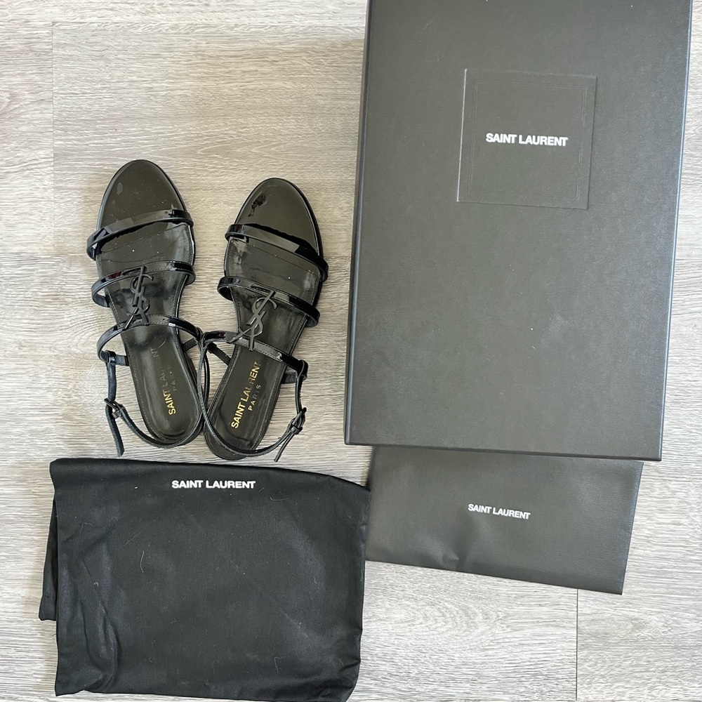 YSL black cassandra sandals